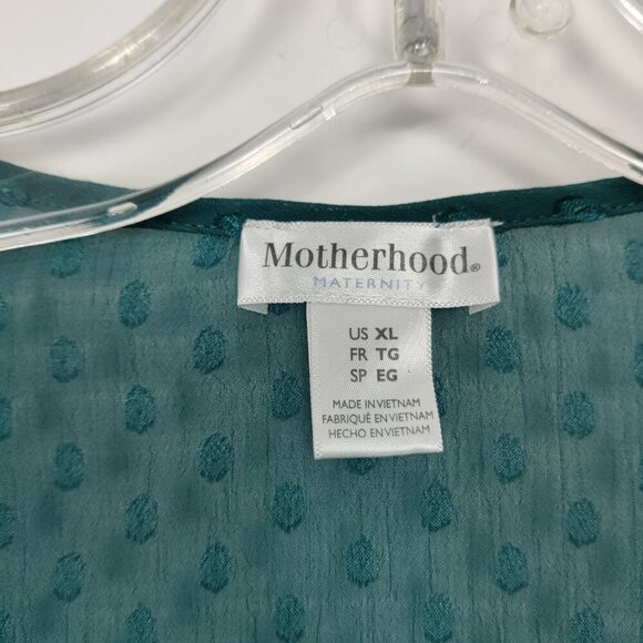 Motherhood Maternity Women's Swiss Polka Dot Tunic Top in Green Size XL Sheer - Picture 3 of 9